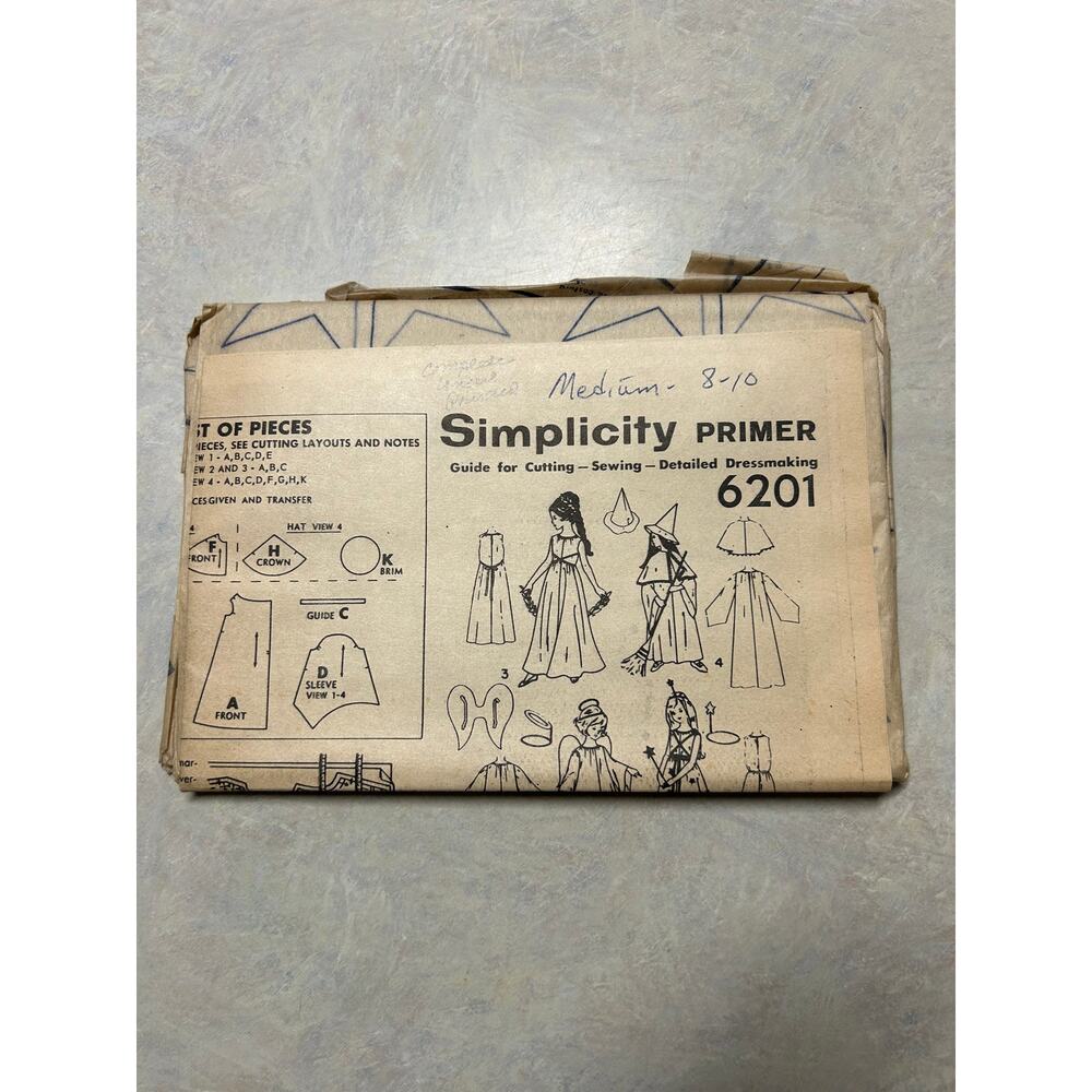 Vintage 1969 Simplicity Primer Pattern #6201 Fairies Angels Costumes Size 8-10‎
